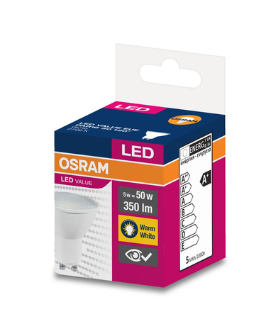 LED žárovka GU10 4.5W = 35W 350lm 2700K Teplá bílá 120° OSRAM Hodnota