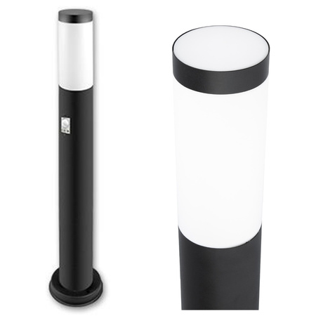 Venkovní zahradní lampa E27 BLACK POST 65cm s pohybovým a soumrakovým senzorem