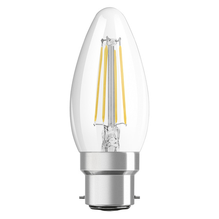 LED žárovka B35 Candle B22d 4W = 40W 470lm 2700K Warm 300° Retrofit Filament CLASSIC Osram