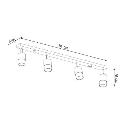 NERO stropní svítidlo 4xGU10 Reflektor Halogenové svítidlo Pohyblivé 81cm Černý chrom SOLLUX