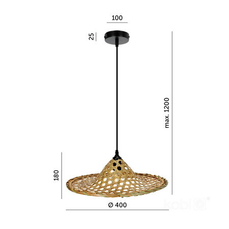 Bambusová dekorativní závěsná lampa E27 Brugia Kobi
