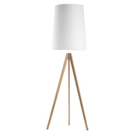 WALZ WHITE Stojací stojací lampa Stínidlo na trojnožce Bílá a dřevo Skandinávský E27 5047 TK Lighting
