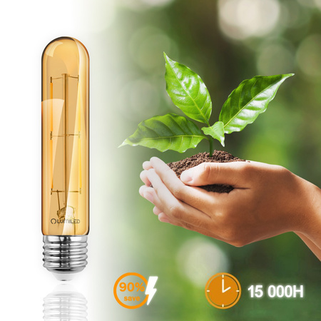 Žárovka LED E27, T30 6W = 50W 660lm 3000K Teplá bílá 360° Filament LUMILED