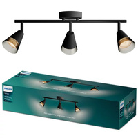 Stropní bodové svítidlo pro povrchovou montáž 3x GU10 Black Cleft Philips