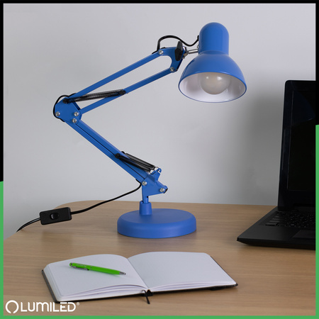 Stolní lampa E27, Modrá + držák na stůl TOBI LUMILED