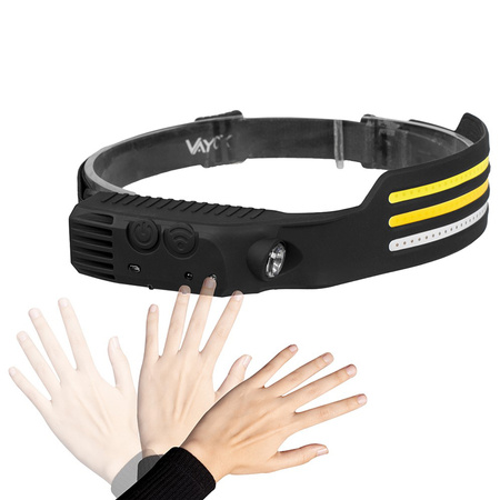 Dobíjecí čelová svítilna 3x COB + XPE Pro Series VA0130 VAYOX