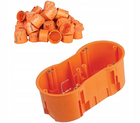 Dvojitý hluboký elektrický zapuštěný box 2x60 se šrouby PAWBOL