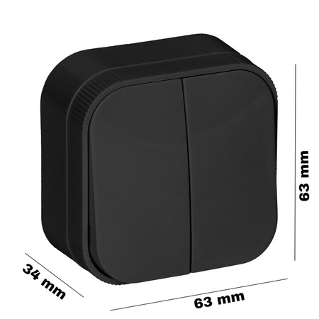 Spínač ToDo Spínač Dvojitý svícen Povrchová montáž IP20 ORNO ČERNÁ