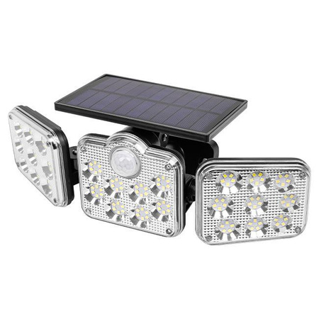 Solární Reflektor 138x LED 10W 480lm Studená bílá IP65 pohybový senzor + dálkové ovládání