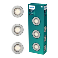 3x LED GU10 zapuštěná pod omítku Pevná hliníková kulatá nikl Peridot Philips