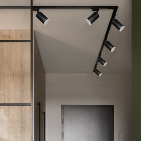 Sada přípojnic 1-fázová lišta + 6x reflektor GU10 černá LONDON Sanico Goldlux