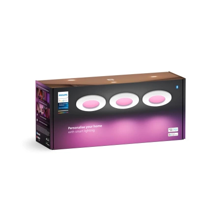 3x LED panel zapuštěný do podhledu 8,3 W 1000 lm IP44 bílé a barevné ambiance RGB + TW White Smart SMART Zigbee Bluetooth Slim Downlights Philips HUE