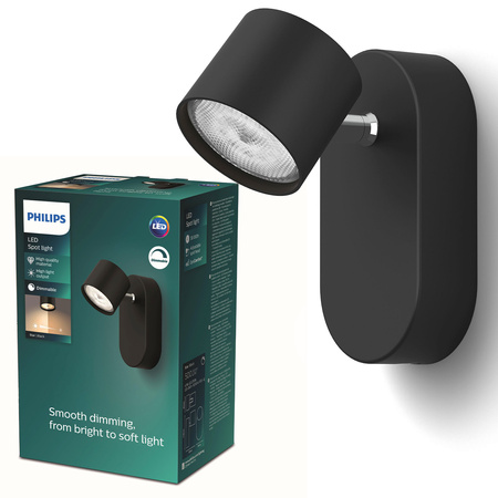 Stropní svítidlo LED STAR 4,5 W 2700K Stmívatelný reflektor Pohyblivé svítidlo černé PHILIPS