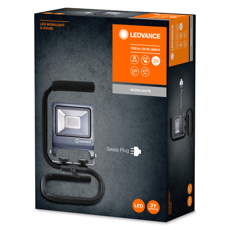 LED reflektor baterie přenosné pracovní světlo 20W 1700lm 4000K IP65 grafitové pracovní světlo Ledvance