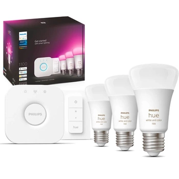 3PAK LED žárovka E27 A60 9W CCT RGB PHILIPS HUE White & COLOR Ambiance Bluetooth Zigbee + Hue Bridge + stmívač