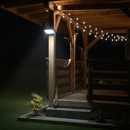 Solární halogenový reflektor LED 200W Zahradní lampa 4000K IP65 PIR senzor pohybu + dálkové ovládání FULGOR LUMILED