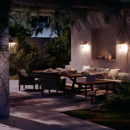 Zahradní nástěnná lampa Venkovní lucerna E27 IP44 černá Kinno Philips