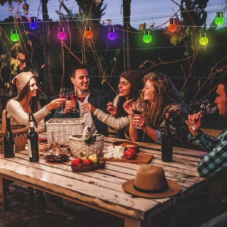 LED solární zahradní lampa. závěsná LED RGB BALL. sklo. černá. efekt prasklého skla