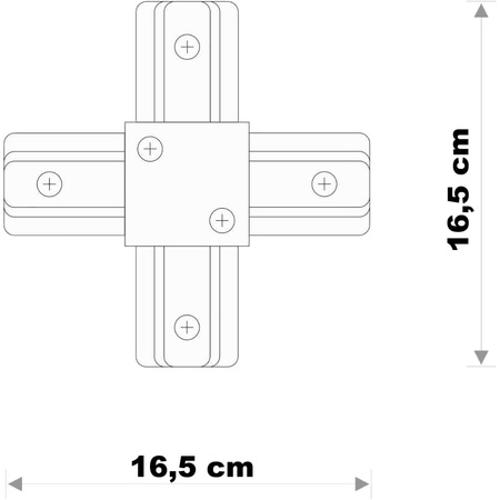 Čtyřnásobný křížový konektor pro třífázové přípojnice. černý