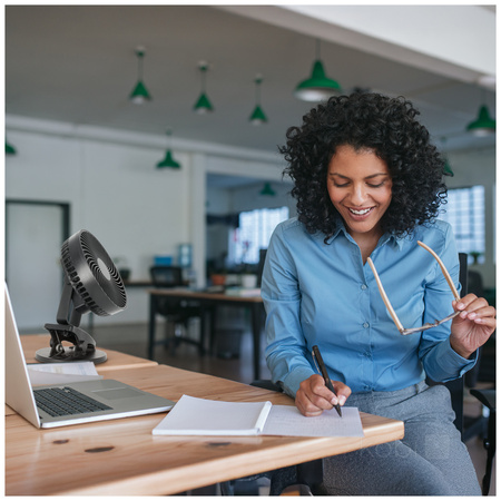 Stolní ventilátor s klipem Přenosný dobíjecí USB-C černý Viento Windstar Kobi