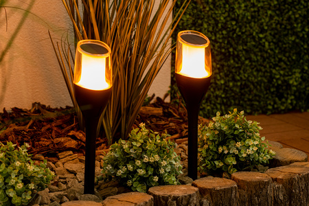4x LED zahradní svítilna Solární tyč 60 cm Plamen Soumrakový senzor