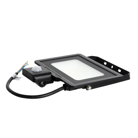 Venkovní zahradní LED reflektor 30W 2550lm 4000K Neutrální 120° se senzorem pohybu a soumraku IP65 Černá MHC Kobi