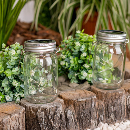 LED lucerna Solar Garden Jar Hanging Glass