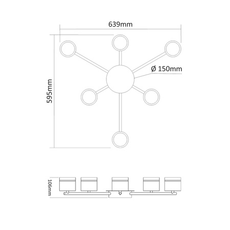 Lustr Stropní svítidlo 6x GX53 černá Povrchová montáž Videx