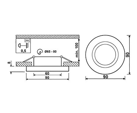Skleněné Halogenová Podhledové svítidlo GU10, MR16 Stálá Kulatá Černá ARIEL LUMILED