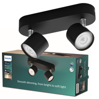 LED STAR stropní svítidlo 2x 4,5W 2700K stmívatelné reflektorové svítidlo pohyblivé černé PHILIPS