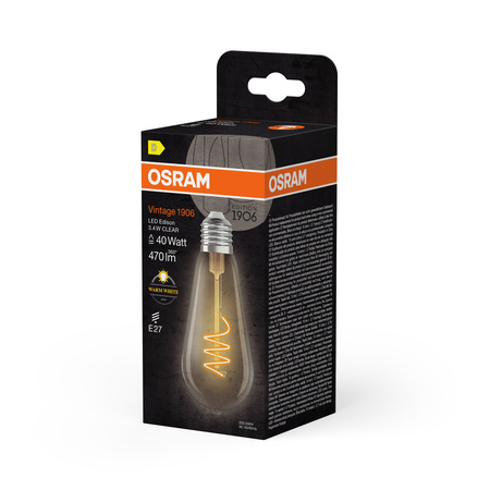 Dekorativní LED žárovka ST64 Edison E27 3,4W = 40W 470lm 2700K Warm 300° Vintage 1906 Osram