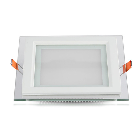 Zapuštěný LED panel 18W 6000K Skleněný čtvercový FLICKER FREE VT-1881G V-TAC