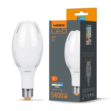 LED žárovka E27 A108 50W 5400lm 4000K Neutral 330° Videx