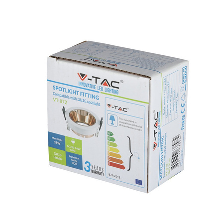 Zapuštěné stropní svítidlo GU10 Očko s kulatým bílým/růžovým zlatem VT-872 V-TAC