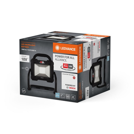 LED reflektor Reflektor 15W 1300lm 6500K Studený stmívatelný dobíjecí s otočnou hlavou Černé pracovní světlo Ledvance