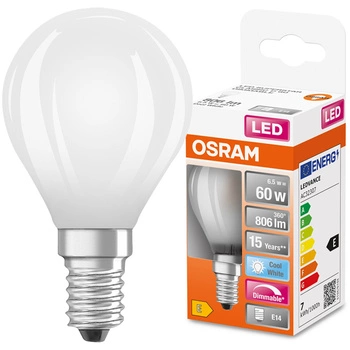 LED žárovka E14 P45 6,5W = 60W 806lm 4000K Neutrální 320° Stmívatelné vlákno OSRAM SUPER STAR