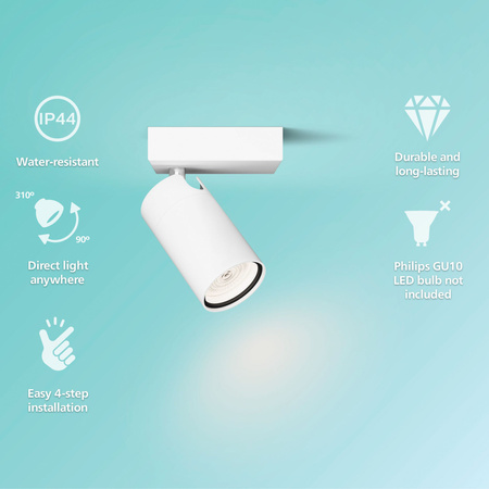 Nástěnné svítidlo GU10 Nástěnné svítidlo IP44 Bílé Kosipo Philips