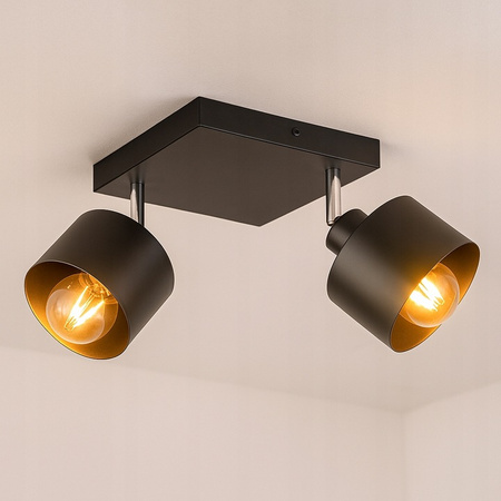 Bodové stropní svítidlo Tuba Reflektor Halogenové svítidlo 2x E27 Pohyblivé Černá Elza Masterled