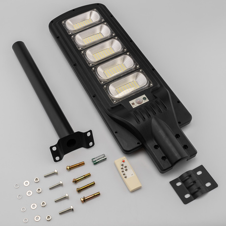 LED solární pouliční lampa 1800W 6500K Lucerna s držákem a dálkovým ovládáním