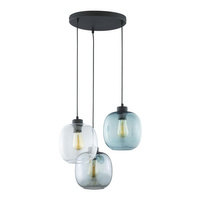 ELIO Závěsné stropní svítidlo Lustr černé a modré sklo Moderní 3xE27 3184 TK Lighting