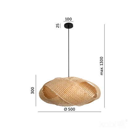 Bambusová dekorativní závěsná lampa E27 Boho Bindum Kobi