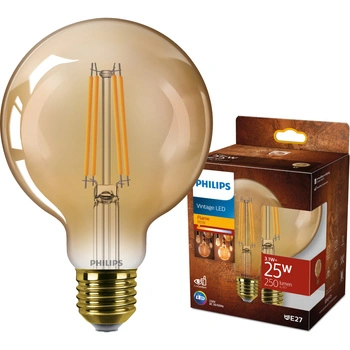 Globe LED Žárovka E27 G95 3.1W = 25W 250lm 1800K Teplá bílá vlákno jantarové PHILIPS