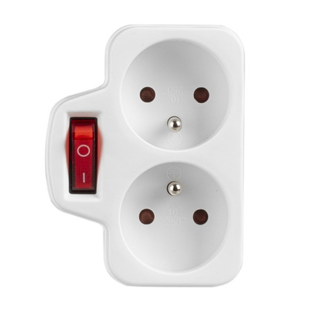 Rozdělovač elektrické sítě 2x 2P+0 Zloděj 2 zásuvky s uzemněním + vypínač VAYOX