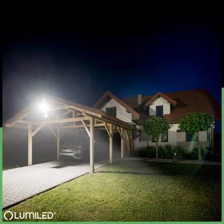 LED reflektor AZZLER 50W 6000lm 4000K IP44 Halogenová venkovní lampa se senzorem pohybu černá LUMILED