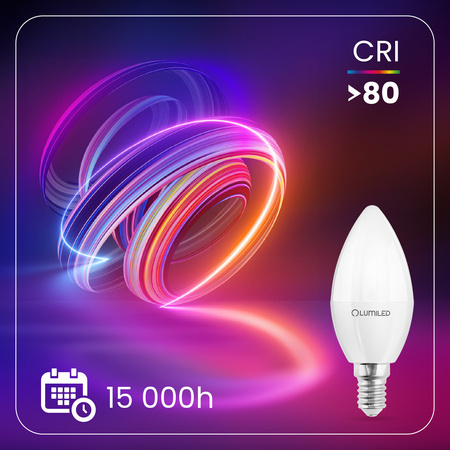 6x Žárovka LED Svíčka B35, E14 5W = 40W 470lm 3000K Teplá bílá 180° LUMILED
