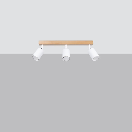 VERDO 3L 3xGU10 Bílé dřevěné moderní stropní svítidlo SOLLUX