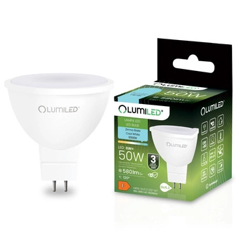 Žárovka LED GU5.3, MR16 6W = 50W 580lm 6500K Studená bílá 120° 230V LUMILED