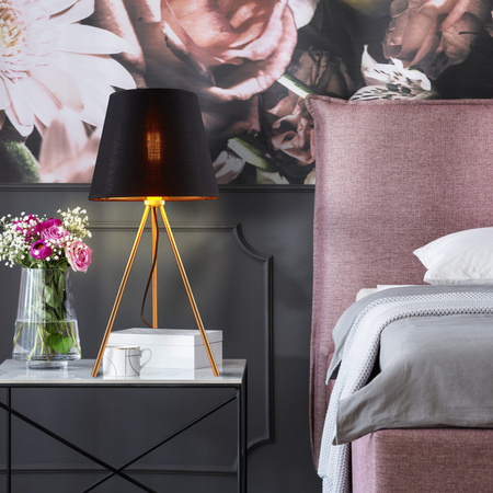 Stolní lampa E27 černá zlatá ELENA Sanico Goldlux