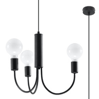 LED PICCOLO Závěsné stropní svítidlo 3xE27 Lustr černý SOLLUX