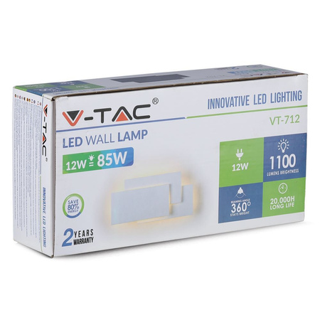LED nástěnné svítidlo 12W 3000K IP20 šedá VT-712 V-TAC